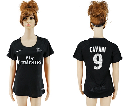 Women's Paris Saint-Germain #9 Cavani Sec Away Soccer Club Jersey - Click Image to Close
